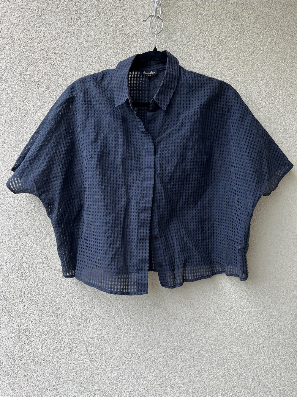 Steven Alan Windowpane Cropped Button Down Shirt